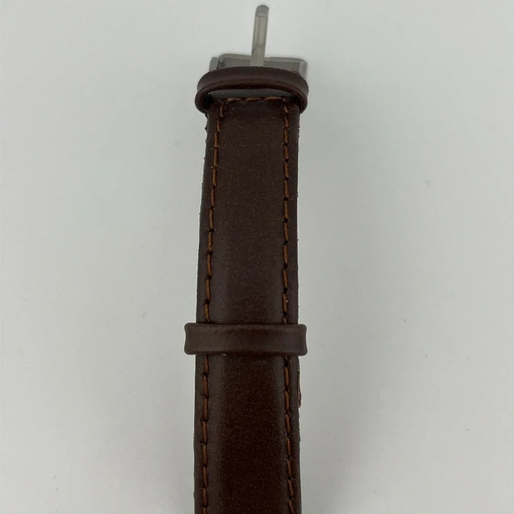 Women's Quartz Watch Silver 29mm Case Brown Leather Band- New Battery‎